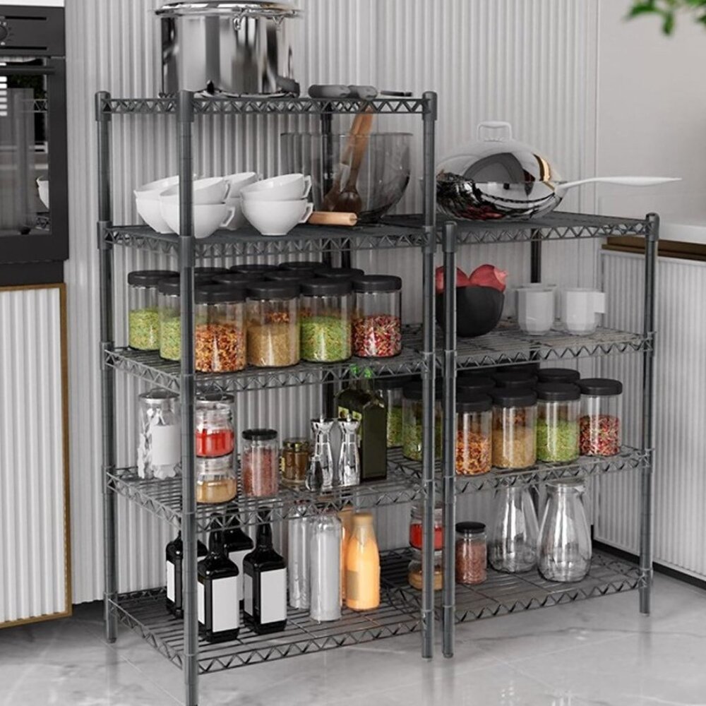 NEW 3 Tier Grey Storage Racks and Shelving - Heavy Steel Material Pantry Shelves